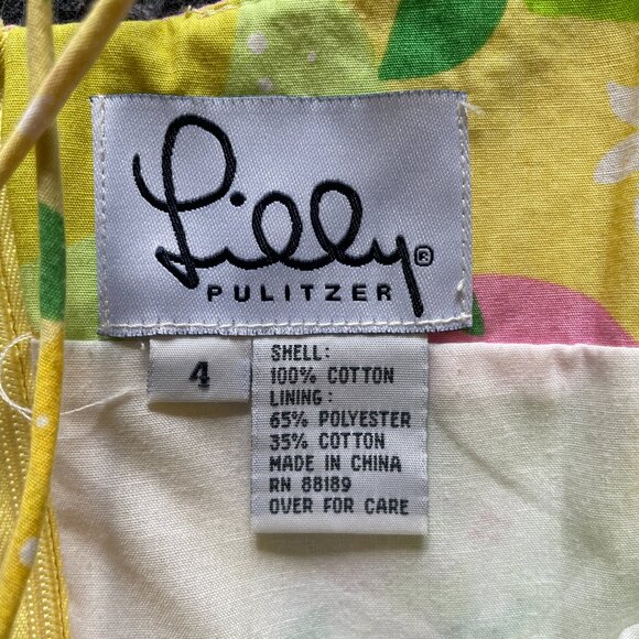 Lilly Pulitzer spaghetti strap dress. Citrus Lemonade Theme Size 4 Cotton - Picture 6 of 7